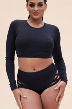 Lunalae Gia Long Sleeved Top - Recycled Black -Underwear General Store 1063TP 2 1