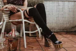 Rolling Over The Knee Ribbon Socks - Black (3 Sizes Available) 19 Rolling Over The Knee Ribbon Socks - Black (3 Sizes Available) -Underwear General Store 20181202 ROLLING FELINA98