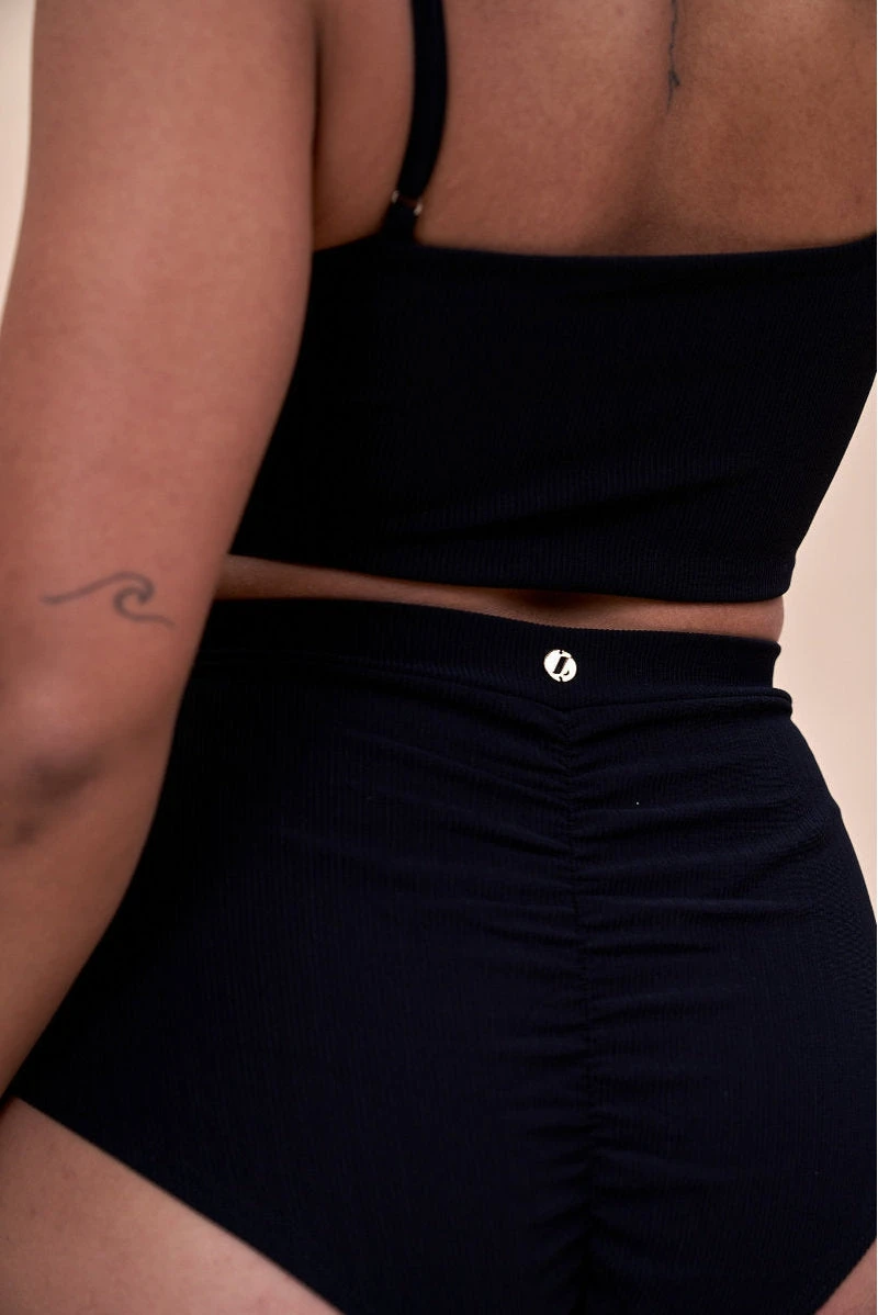 Lunalae High Waist Shorts - Ribbed Black 6 Lunalae High Waist Shorts - Ribbed Black - Image 4