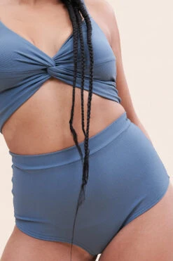 Lunalae High Waist Shorts - Ribbed Steel Blue -Underwear General Store 221011 LunaLae 06 0258