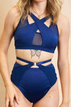 Lunalae Loretta Cut Out High Waisted Bottoms - Recycled Navy -Underwear General Store 230329 LUNALAE 27 1035