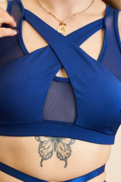 Lunalae Katherine Cross Over Top - Recycled Navy -Underwear General Store 230329 LUNALAE 27 1051