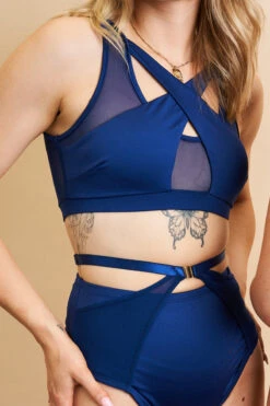 Lunalae Katherine Cross Over Top - Recycled Navy -Underwear General Store 230329 LUNALAE 28 1064