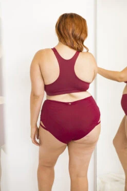Lunalae High Waist Cross Section Shorts - Wine -Underwear General Store 6R7A8609