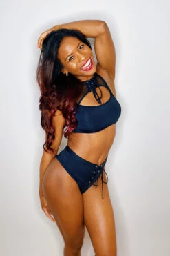 Hamade Activewear Lace Up High Cut Bottoms - Black -Underwear General Store 756A91F2 D0BB 4950 8365 F9F3A2244EC7