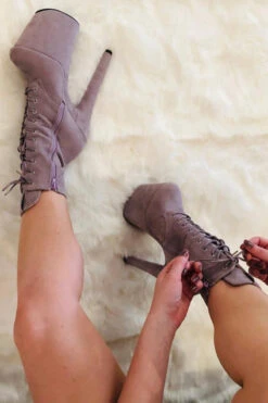 Hella Heels BabyDoll 8inch Boots - Lilac Mink -Underwear General Store BDDarkMink8inch3copy