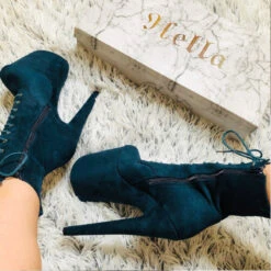 Hella Heels BabyDoll 8inch Boots - Teal -Underwear General Store BD Teal 8 Inch 7