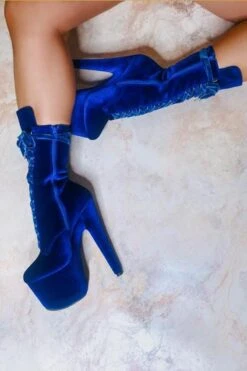 Hella Heels BabyDoll Velvet 7inch Boots - King Pin