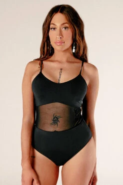 CXIX Baddies Bodysuit - Onyx 10 CXIX Baddies Bodysuit - Onyx -Underwear General Store BaddiesMeshBodysuitBlackFront 1