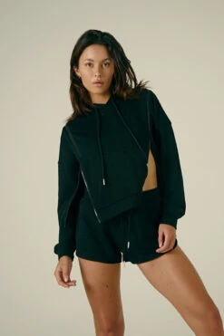 CXIX Droptop Zip Hoodie- Black -Underwear General Store Black Zip Jumper Baddies Loungewear Creatures of XIX 1