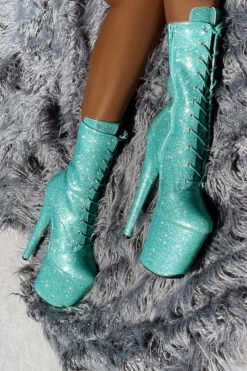Hella Heels The Glitterati 8inch Boots - Baby Blues -Underwear General Store Bluebabybluesglitter8inchpoledancehighboot 1