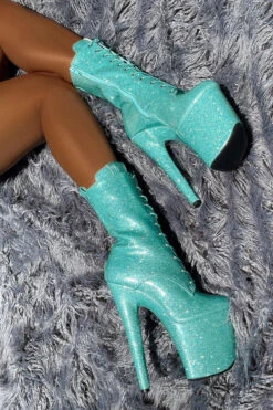 Hella Heels The Glitterati 8inch Boots - Baby Blues -Underwear General Store Bluebabybluesglitter8inchpoledancehighboot 2