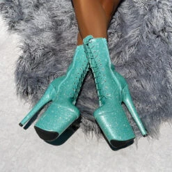 Hella Heels The Glitterati 8inch Boots - Baby Blues -Underwear General Store Bluebabybluesglitter8inchpoledancehighboot 4