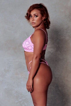 CXIX 119 High-Rise Thong Bottoms - Pink Print -Underwear General Store Bralette Pink Streetwear Fashion Pole CXIX