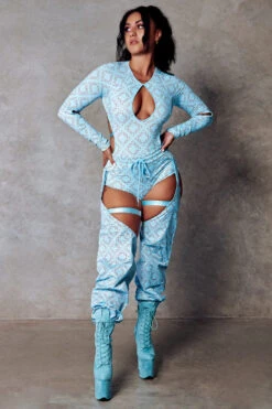 CXIX 119 Chaps - Blue Print 17 CXIX 119 Chaps - Blue Print -Underwear General Store CXIX Polewear Bodysuit Blue Monogram Fashion