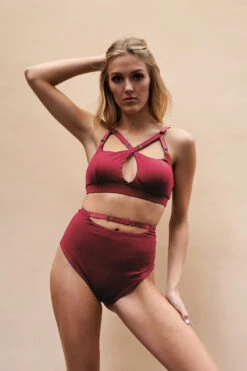 Lunalae Hannah High Waist Bottoms - Recycled Burgundy 9 Lunalae Hannah High Waist Bottoms - Recycled Burgundy -Underwear General Store Copyof220701 LunaLae 18 0818copy 1