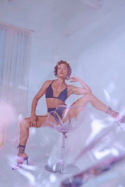 CXIX Silhouette Plunge Bralette - Black With Cream -Underwear General Store CopyofSand CXIX Silhouette Mesh bralette biker shorts dance polewear