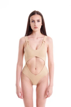 Hamade Activewear Cut Out Bodysuit - Beige -Underwear General Store Cutoutbodysuit Beige1