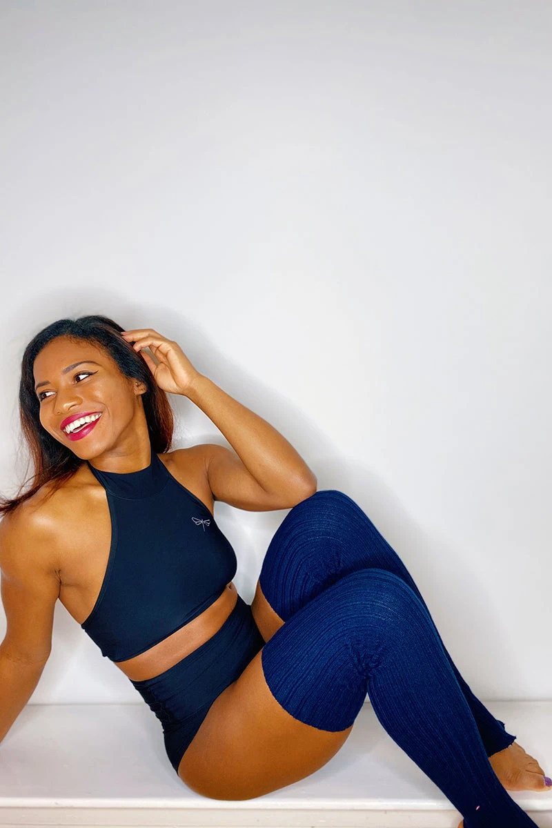 Thigh High Legwarmers - Navy 3 Thigh High Legwarmers - Navy - Image 2