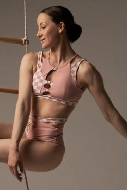 Hamade Activewear Patchwork Bottoms - Checkered Light Pink -Underwear General Store DSC06668