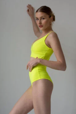 Pole Addict Scrunch Butt Basic High Waist Shorts - Neon Yellow -Underwear General Store DSC 4277