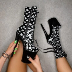 Hella Heels Branded 8inch Boots - Black/Black 14 Hella Heels Branded 8inch Boots - Black/Black -Underwear General Store EmpireKicksBrandedblack black8inchpoledanceboot 5