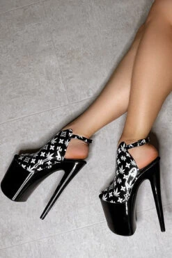 Hella Heels Branded Shield 8inch Stilettos - Black/Black -Underwear General Store EmpireKicksBrandedblack black8inchpoledanceshieldstiletto 3