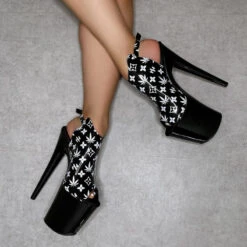 Hella Heels Branded Shield 8inch Stilettos - Black/Black -Underwear General Store EmpireKicksBrandedblack black8inchpoledanceshieldstiletto 6