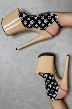 Hella Heels Branded Shield 8inch Stilettos - Black/Sand 10 Hella Heels Branded Shield 8inch Stilettos - Black/Sand -Underwear General Store EmpireKicksBrandedblack sand8inchpoledanceshieldstiletto 1