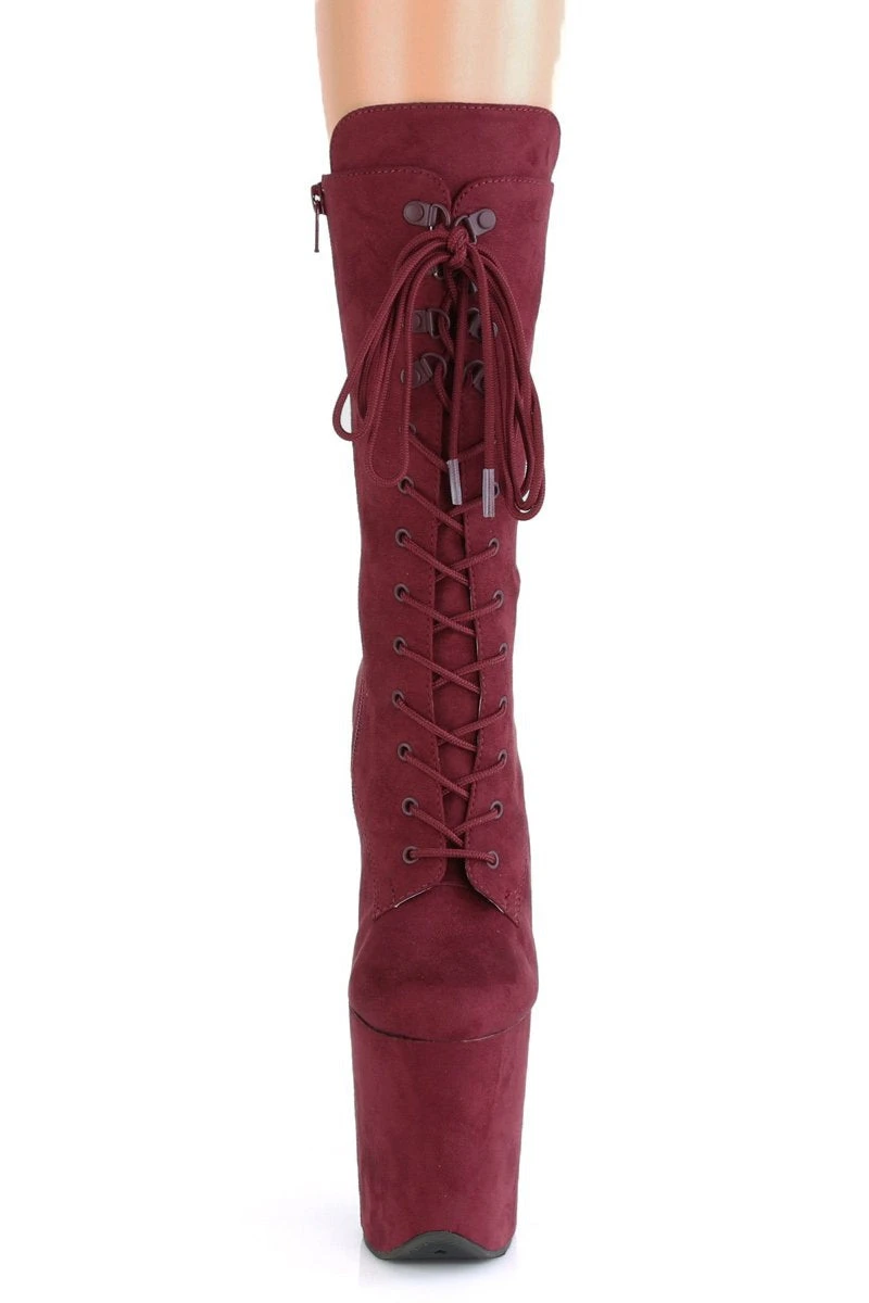 Pleaser USA Flamingo-1050FS Faux Suede 8inch Pleaser Boots - Burgundy 4 Pleaser USA Flamingo-1050FS Faux Suede 8inch Pleaser Boots - Burgundy - Image 2