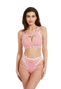 Hamade Activewear High Waisted Bottoms - Checkered Light Pink -Underwear General Store HM 22