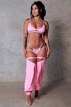 CXIX 119 High-Rise Thong Bottoms - Pink Print -Underwear General Store Hi Rise Thong Monogram Pink Dance 119