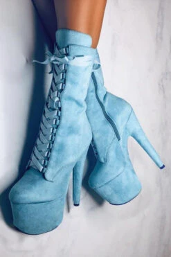 Hella Heels High BabyDoll 7inch Boots - Baby Blue -Underwear General Store HighBabyDoll7inchBoots BabyBlue2