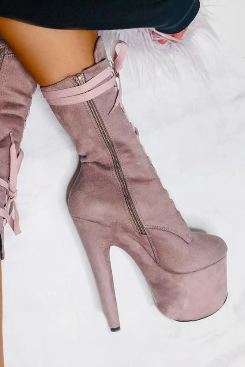 Hella Heels High BabyDoll 7inch Boots - Lilac Mink 4 Hella Heels High BabyDoll 7inch Boots - Lilac Mink - Image 2