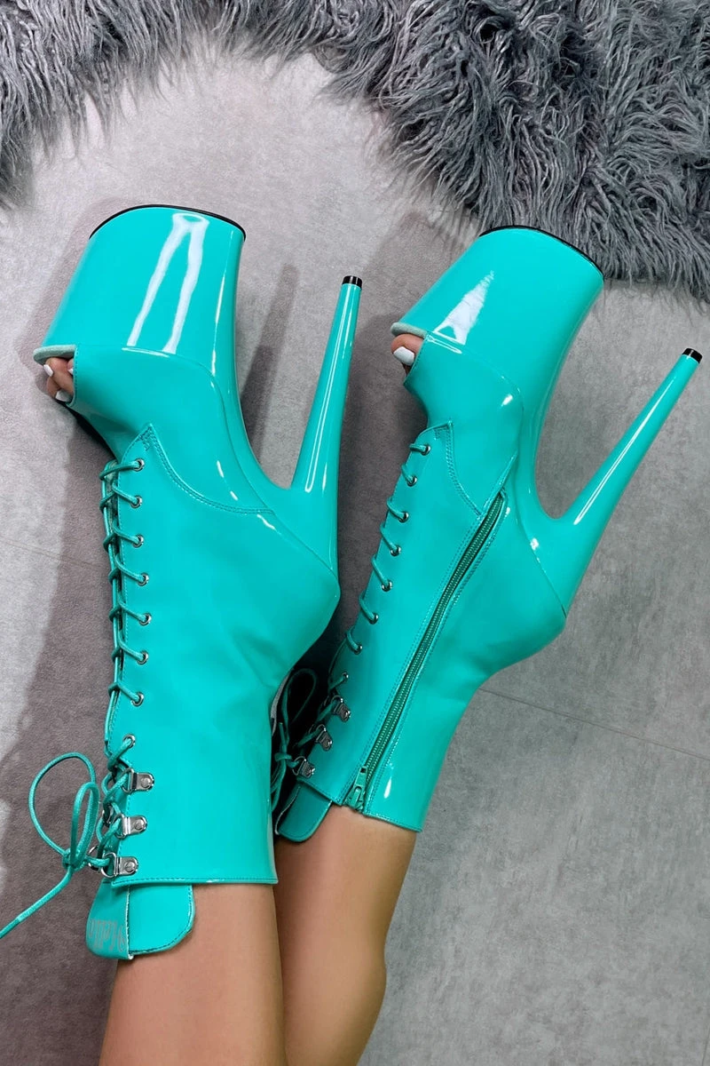 Hella Heels LipKit Open Toe 8inch Boots - Minted 4 Hella Heels LipKit Open Toe 8inch Boots - Minted - Image 2