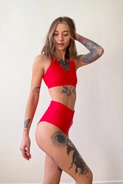 Pole Addict Scrunch Butt Basic High Waist Shorts - Red -Underwear General Store IMG 3950
