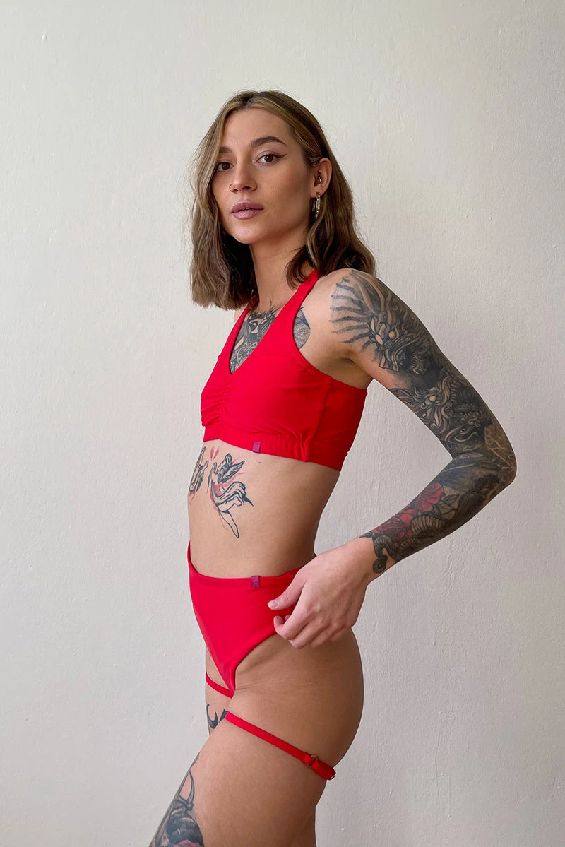 Pole Addict Bliss Adjustable Garter Shorts - Red 7 Pole Addict Bliss Adjustable Garter Shorts - Red - Image 5