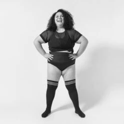 Rolling Over The Knee Socks - Striped Black/White (3 Sizes Available) -Underwear General Store IMG 7517 2a80bcaf d2b2 4721 8329 3042cf824894