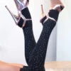 Lunalae Thigh High Diamonte Socks - Black