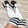Lunalae Thigh High Socks - White/Black -Underwear General Store IMG 9597