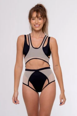 Nona Perkasa Orchid Body Harness - Black/Sand -Underwear General Store OrchidHBLackNude3