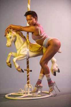 Rolling Calf High Socks - Pony Striped -Underwear General Store Ponei63