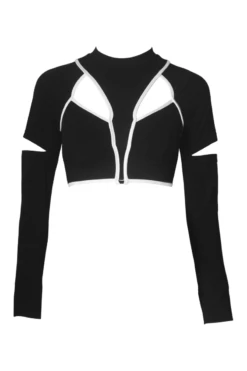 Hamade Activewear Scoop Neck Long Sleeve Top - Black/White Binding -Underwear General Store SS22 01