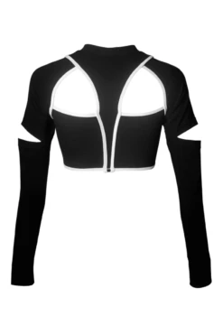 Hamade Activewear Scoop Neck Long Sleeve Top - Black/White Binding -Underwear General Store SS22 02