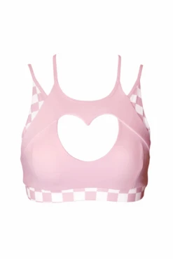 Hamade Activewear Heart Cut Out Top - Checkered Light Pink -Underwear General Store SS23 05 1