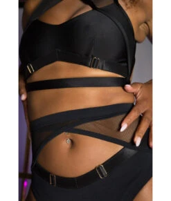Tatiana Activewear Xena Top - Matte Black 13 Tatiana Activewear Xena Top - Matte Black -Underwear General Store TatianaActive XenaBlackCutOutHalterCheekyPoleWear 4093
