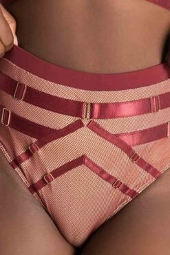 Tatiana Activewear Yuki Shorts - Burgundy Mesh -Underwear General Store TatianaActive YukiBurgundyMeshPoleWearSet 7736