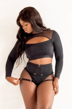 Tatiana Activewear Esme Top - Black -Underwear General Store TatianaActiveEsmeLongSleeveCropMeshTop 4857cropped 5a9627a4 498e 4a55 88b8 17c0c7e1c806