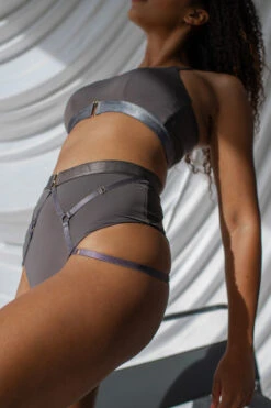 Tatiana Activewear Perla Shorts - Charcoal -Underwear General Store TatianaActivePerlaCharcoalPoleWearSet 0060