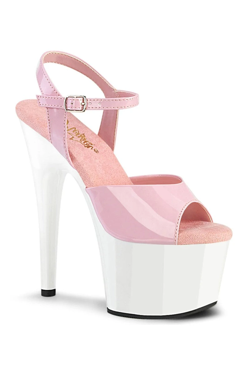 Pleaser USA Adore-709 7inch Pleasers - Patent Baby Pink/White 3 Pleaser USA Adore-709 7inch Pleasers - Patent Baby Pink/White